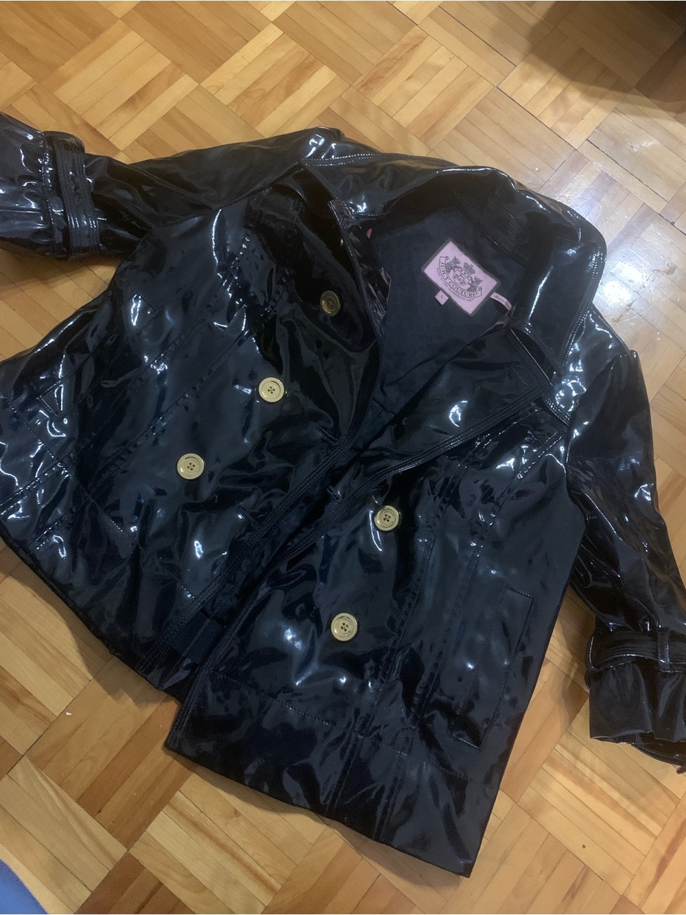 Juicy couture Shiny Black Double-Breasted Peacoat - Picture 2 of 5